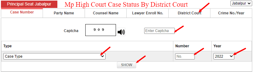 Mp High Court Case Status By District Court